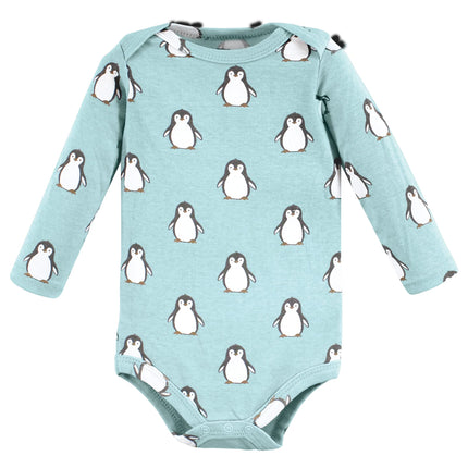 Hudson Baby unisex-baby Cotton Long-sleeve Bodysuits, Chill Out Penguin, 6-9 Months