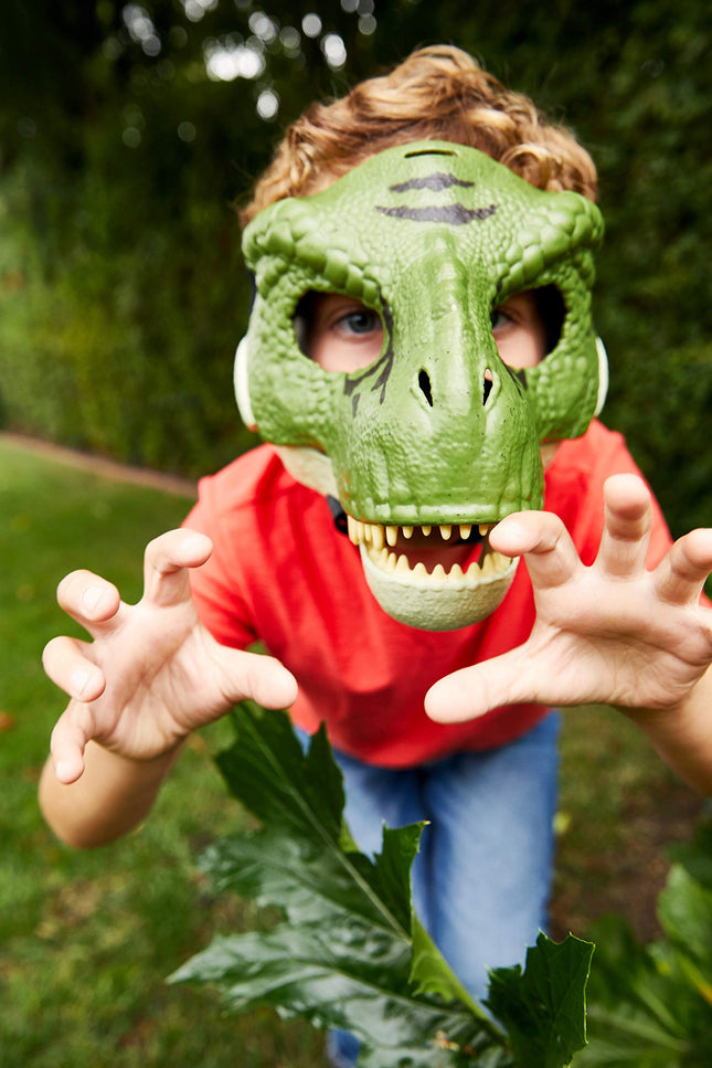 Masque de dinosaure Jurassic World avec mâchoire articulée, texture et couleur réalistes, ouvertures pour les yeux et le nez et sangle sécurisée ; 4 ans et plus, multi, 12,7 x 12,7 x 12,7 cm