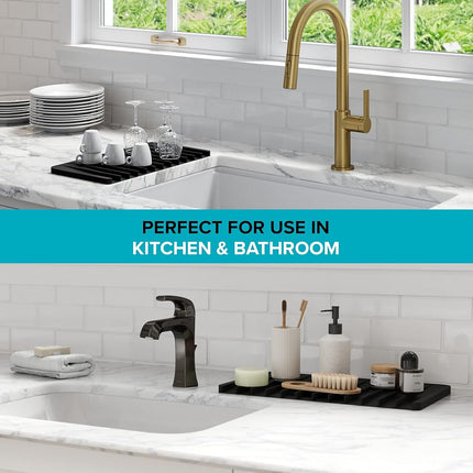 Kraus Self-Draining Silicone Dish Drying Mat or Trivet for Kitchen Counter in Brown, KDM-10BR