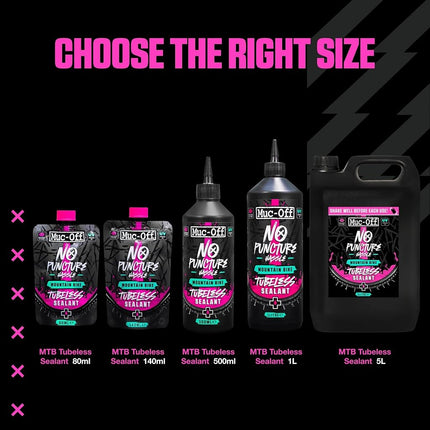 Muc-Off 822 No Puncture Hassle Tubeless Sealant, 1 Litre - Advanced Bicycle Tyre Sealant with UV Tracer Dye that Seals Tears and Holes Up to 6mm