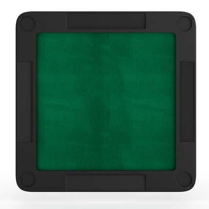 Flash Furniture Silas 34.5" Square Folding Card Table with Green Felt Playing Surface and Cup Holders, Portable Folding Game Table for 4 Players, Black/Green