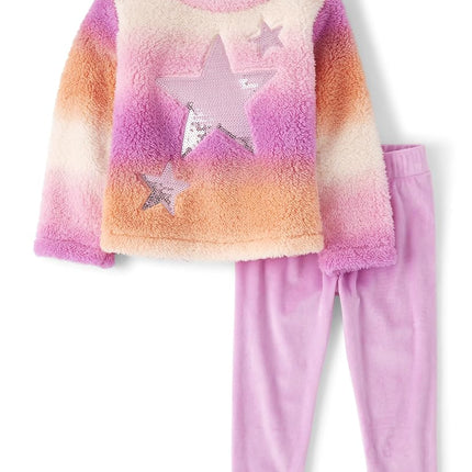 The Children's Place Ensemble 2 pièces haut à manches longues et pantalon de sport pour bébé fille et petite fille, motif cœur rose, 3T