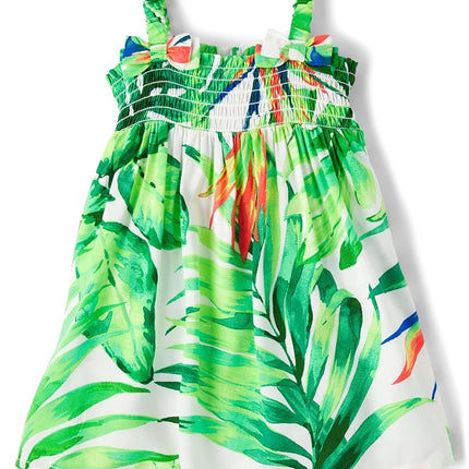 The Children's Place Baby Girls' and Newborn Sleeveless Casual Dress, Tropical Renew Blue, 9-12 Months