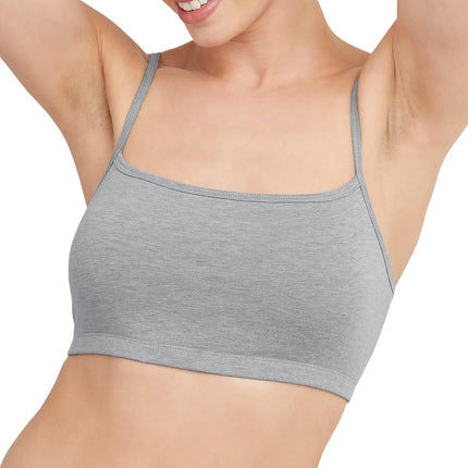 Hanes Women's Bralette, Breathable Pullover Bra, Crop Top, Solid Or Assorted, 3-Pack, Opaque, Sky Grey Heather/Concrete Heather/White, XL (Pack of 3)