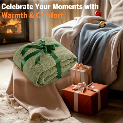 Serta Heated Blanket, Electric Twin Size, Soft, Warm, Fuzzy - Auto Shut Off Timer, 10 Lv Heat Setting, ETL Certified, 62" x 84" Sage