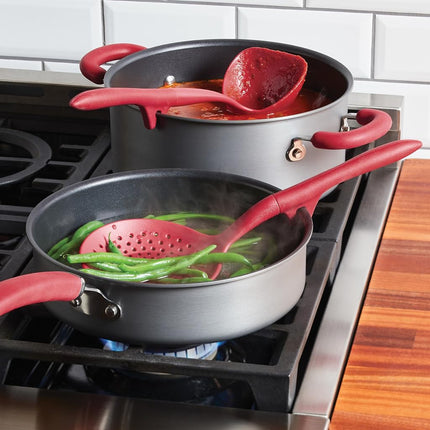 Rachael Ray Tools and Gadgets Kitchen Cooking Utensils Set, 2 Piece, Red