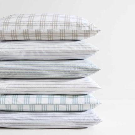 Eddie Bauer - Twin Sheet Set, Cotton Percale Bedding Set, Super Soft and Cozy Home Decor, Oeko-Tex Certified (Essential Stripe Beige, Twin)