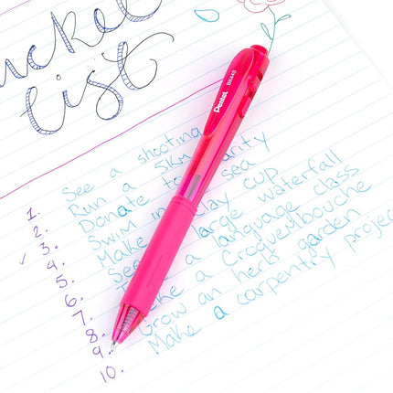 Pentel BK440 Retractable Ballpoint Pen and Ergonomic Triangular Grip Zone Pack of 12 Pink
