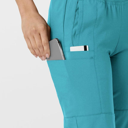 WonderWink 5555ATEALXL W123 Women's Comfort Waist Cargo Jogger Pant, Teal Blue, Standard-XL Size