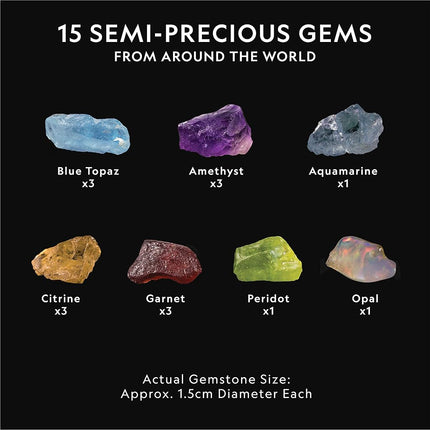 NATIONAL GEOGRAPHIC Semi-Precious Gemstone Dig Kit – Gem Digging Kit for Kids with 15 Semi-Precious Gemstones, Including Amethyst, Garnet, Opal, Blue Topaz, & More, Science Kit (Amazon Exclusive)