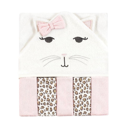 Hudson Baby Unisex Baby Hooded Towel and Five Washcloths, Kitty, One Size