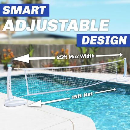 GoSports Splash Net PRO Pool Volleyball Net - Includes 2 Water Volleyballs and Pump - White