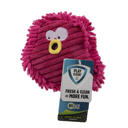 goDog PlayClean Germs Squeaky Plush Dog Toy with Odor-Eliminating Essential Oils, Chew Guard Technology - Pink, Large