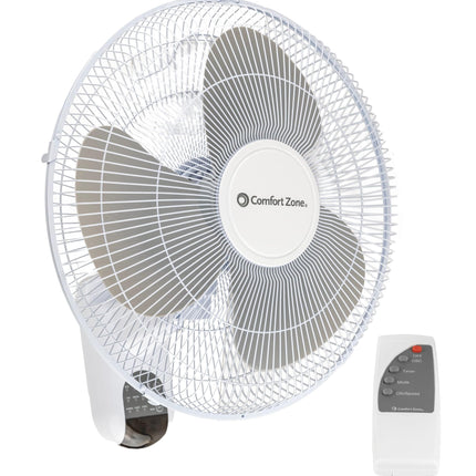 Comfort Zone 16-inch Wall Mount Fan with Remote Co