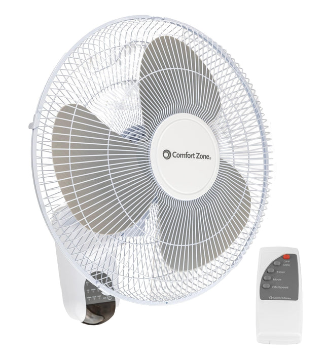 Comfort Zone 16-inch Wall Mount Fan with Remote Co