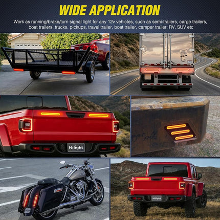 Nilight Trailer Tail Light Bar with 3-in-1 Running Stop Turn Signals Brake Light 2 Pack 9 Inch 100 LED Red & Amber Sequential Led Strip Light for Trailer RV Truck Boat Pickup SUV, 2 Years Warranty