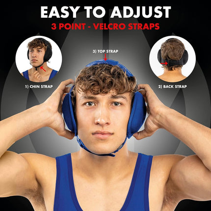 Matman Wrestling Headgear Adult Ear Guard Ultra Soft Grappling Head Guard (Royal)