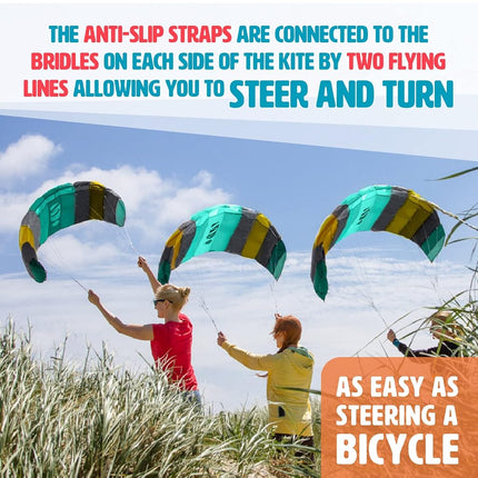 HQ Kites Symphony Beach III 1.3 Stunt Kite 51 Inch Dual - Line Sport Kite, Color: Aqua - Active Outdoor Fun for Ages 8 and Up