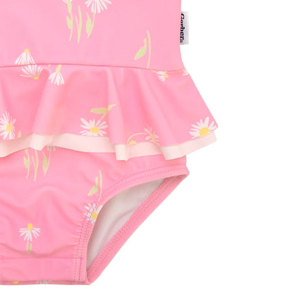 Traje de baño de una pieza para bebé niña Gerber, margaritas rosadas, 0-3 meses