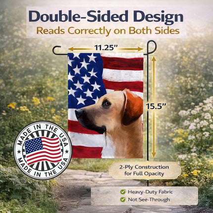 Caroline's Treasures CK6436GF Black Mouth Cur Dog American Flag Flag Garden Size, Small, Multicolor