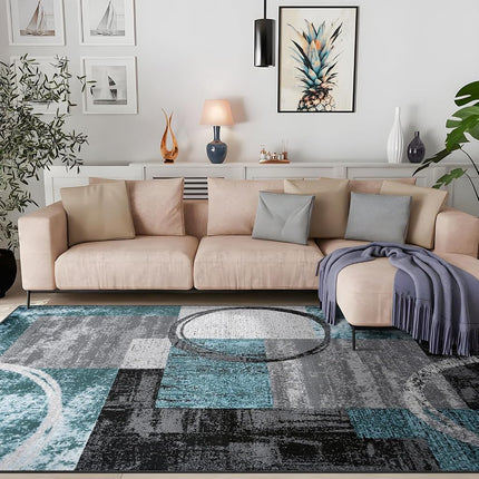 Rugshop Contemporary Circle Design Area Rug, Fade-Resistant Carpet for Living Room, Dining Room, or Home Office, Gray, 6'6" x 9'