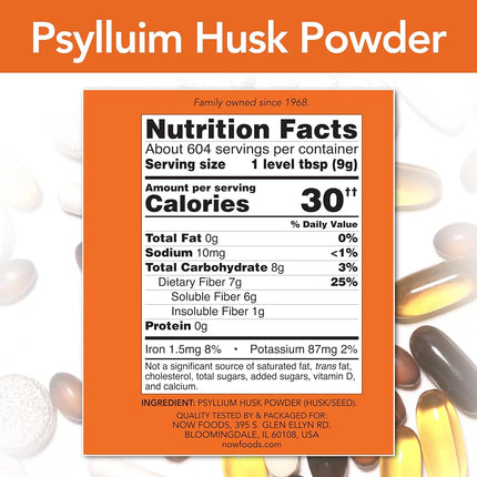 Now Supplements, Psyllium Husk Powder, 12-Pound