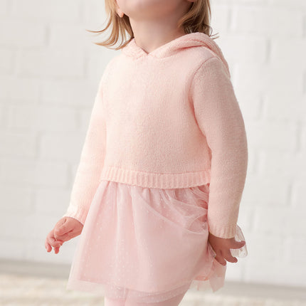 Gerber Baby and Toddler Girls Sweater Dress with Tulle Skirt, Light Pink, 12 Months