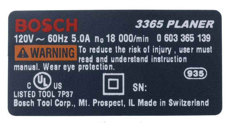 Bosch Parts 2601116781 Nameplate
