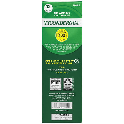 Ticonderoga My First Primary Size #2 Beginner Pencils, Box of 12, Yellow (33312)