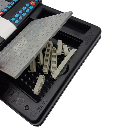 Lexibook Batalla Naval Parlante (francés, inglés, español, portugués), juego de mesa electrónico 1 o 2 jugadores, interactivo, efectos de luz y sonido, estrategia, funciona con pilas, gris/negro, GT2800US