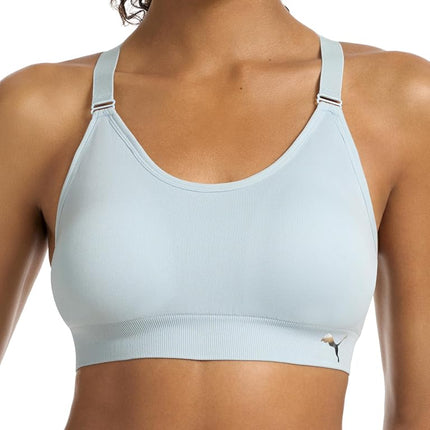 PUMA Women's 2 Pack Seamless Sports Bra, Opaque, Frosted Dew/Heather Grey, S