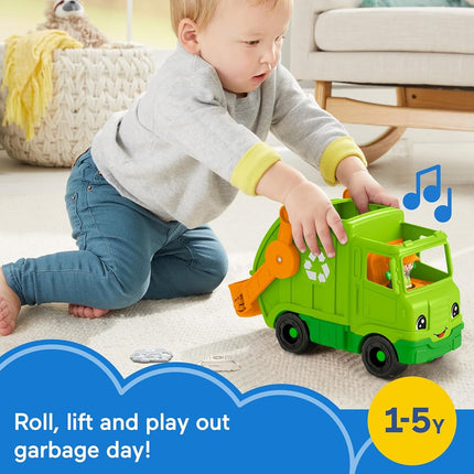 Fisher-Price Little People Toddler Musical Toy Recycling Truck Garbage Truck with Figure for Role Play 1+ Years