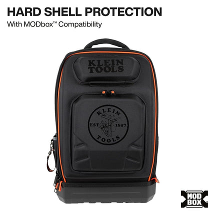 Klein Tools 62809MB MODBox Hard Shell Backpack with Protective Front Shell, 40 Pockets, Laptop Sleeve USB-C Port, MODBox Compatible, Heavy Duty