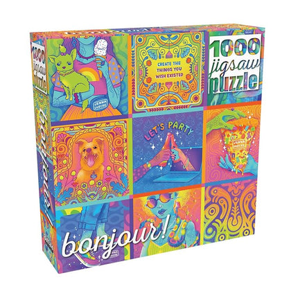 Buffalo Games - Jenna Luecke - Bonjour - Neon Collage - 1000 Piece Jigsaw Puzzle for Adults Challenging Puzzle Perfect for Game Nights - Finished Puzzle Size is 26.75 x 19.75