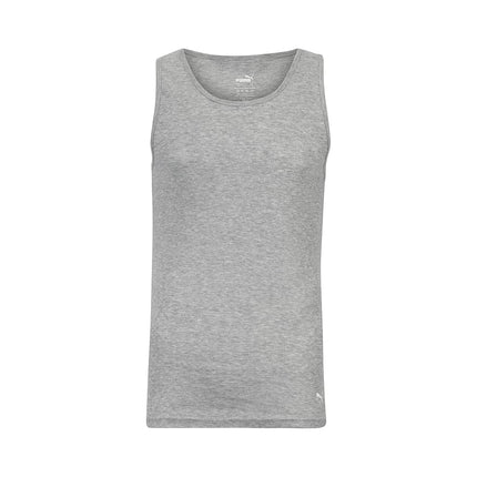 PUMA Men's 3 Pack Ribbed Tank Tops Undershirt, White/Gray/Black, S