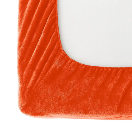 Elegant Comfort Luxuriously Soft 4-Piece Velvet Plush Flannel Sheet Set - Premium Quality - Cozy Warm, Anti-Static, Non Pilling Fuzzy Velvet Flannel Fleece Deep Pocket Sheet Set - Twin XL, Orange