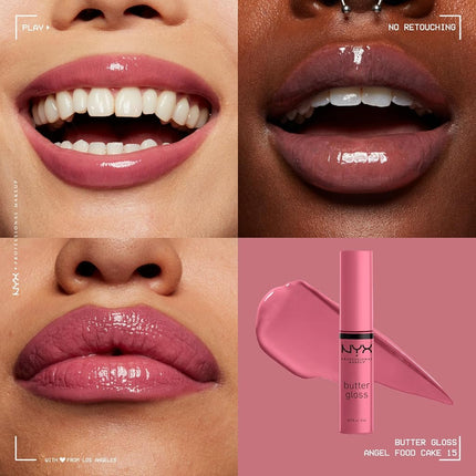 NYX PROFESSIONAL MAKEUP Butter Gloss, Lip Gloss, Non-Sticky - Angel Food Cake (True mauve)