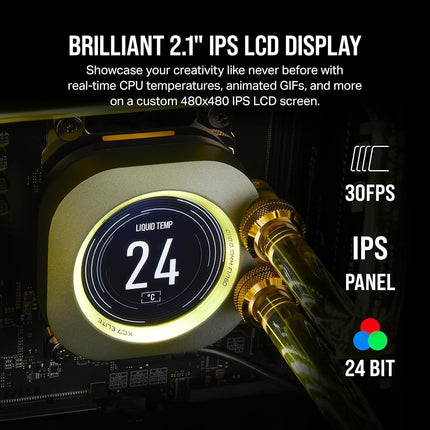 Corsair XC7 RGB ELITE LCD CPU Water Block - 480x480 IPS LCD Screen - 31 RGB LEDs - USB-C - Fits Intel® LGA 1700, AMD® AM5 and older - Stealth Grey