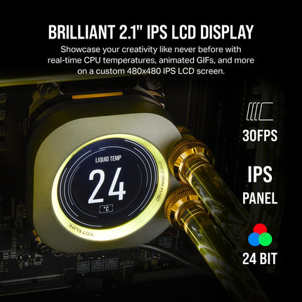 Corsair XC7 RGB ELITE LCD CPU Water Block - 480x480 IPS LCD Screen - 31 RGB LEDs - USB-C - Fits Intel® LGA 1700, AMD® AM5 and older - Stealth Grey