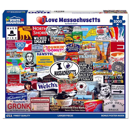 White Mountain Puzzles I Love Massachusetts- 1000 