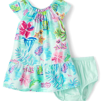 Robes habillées à manches courtes The Children's Place pour bébés filles et tout-petres, Tropical Cosmos, 0-3 mois