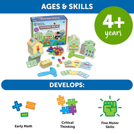 Learning Resources Number Nails Activity Set, Ages 4+, Maths Games For Kids, Preschool Games, 102 Pieces