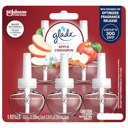 Recambio de ambientador de aceite perfumado Glade Plugins, Manzana Canela, 5 unidades