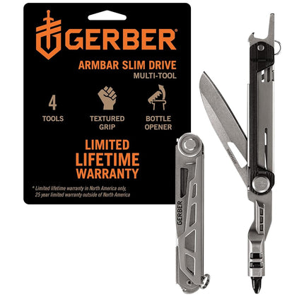 Gerber Gear Armbar Slim Drive Pocket Knife Multitool with Screwdriver, Onyx