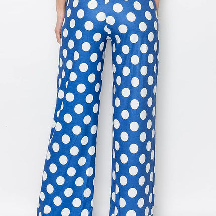 ALWAYS Palazzo Pants for Women - Casual Flowy Wide Leg Lounge Pants, Ap015 / Polka Dot, S