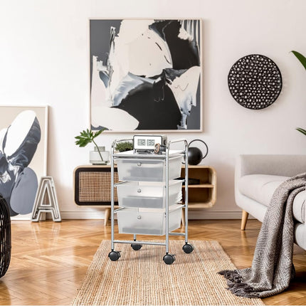 Simple Houseware 3 Drawer Rolling Storage Cart, Chrome