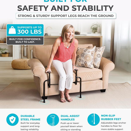 Stander EZ Stand-N-Go, Adjustable Standing Mobility Aid, Chair Assist Grab Bars, Ergonomic Stand Assist Handles (Eligible for VAT Relief in the UK)