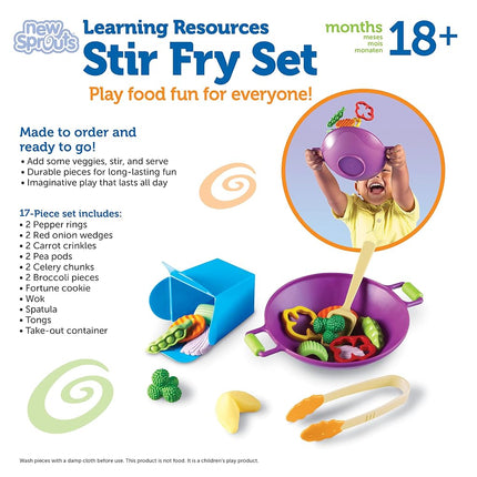 Learning Resources New Sprouts Stir Fry Set, Pretend Play Toy for Toddlers, Preschool Learning Toys, Kitchen Play Toys for Kids