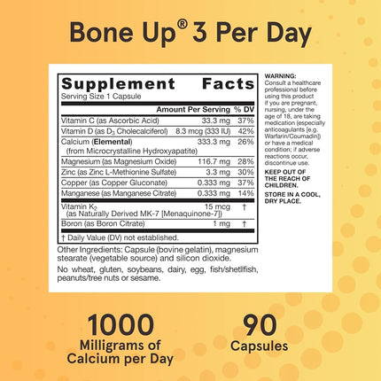 Jarrow Formulas Bone-Up Three Per Day, Promotes Bone Density, 90 Caps