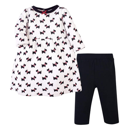 Robe et leggings matelassés en coton unisexe Hudson Baby, motif chien Scottie, 0-3 mois